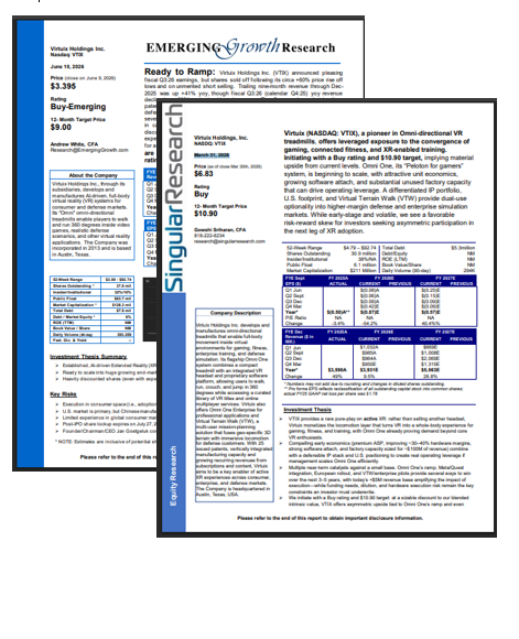 report dual cover Internet Stock Review, Virtuix